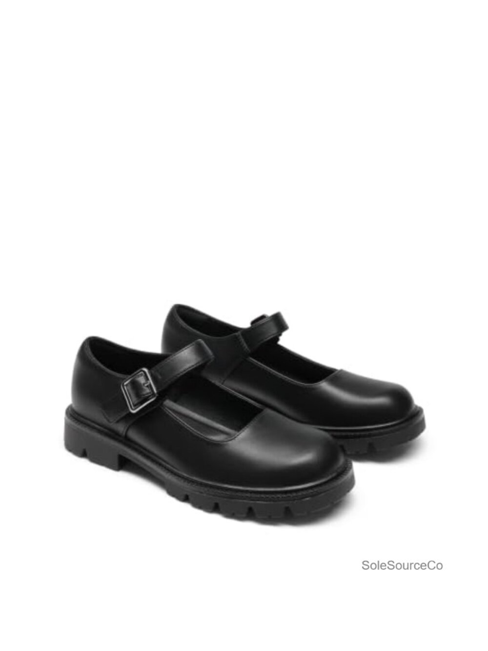 Women's Chunky Mary Jane Flats Faux Leather Cushioned Buckle Casual